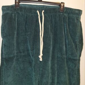 Aerie Corduroy Wide Leg Pull On Pants Green Large 100 cotton NWOT